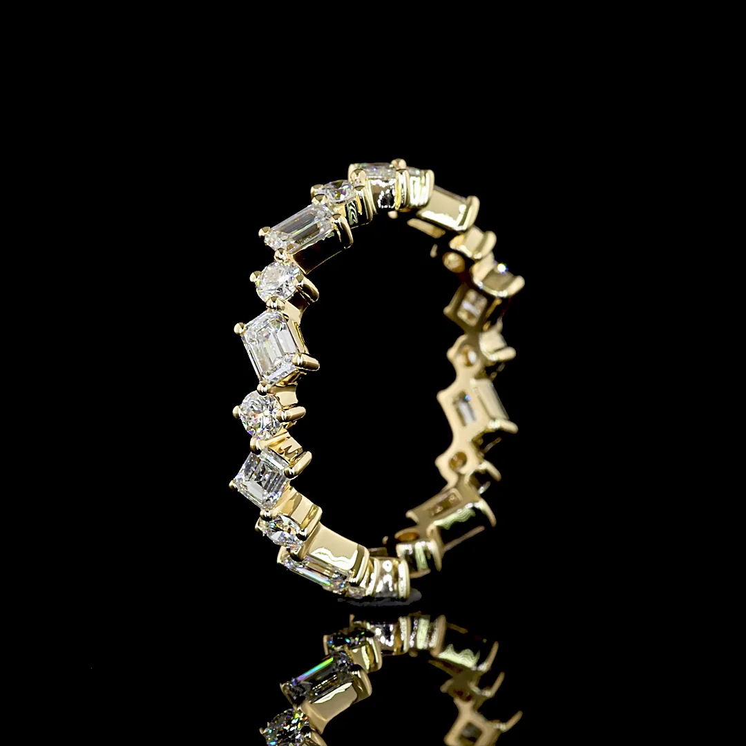 1.29 Cts 14k Yellow Gold Mix Shape Eternity Band Eternity Band - Image 4