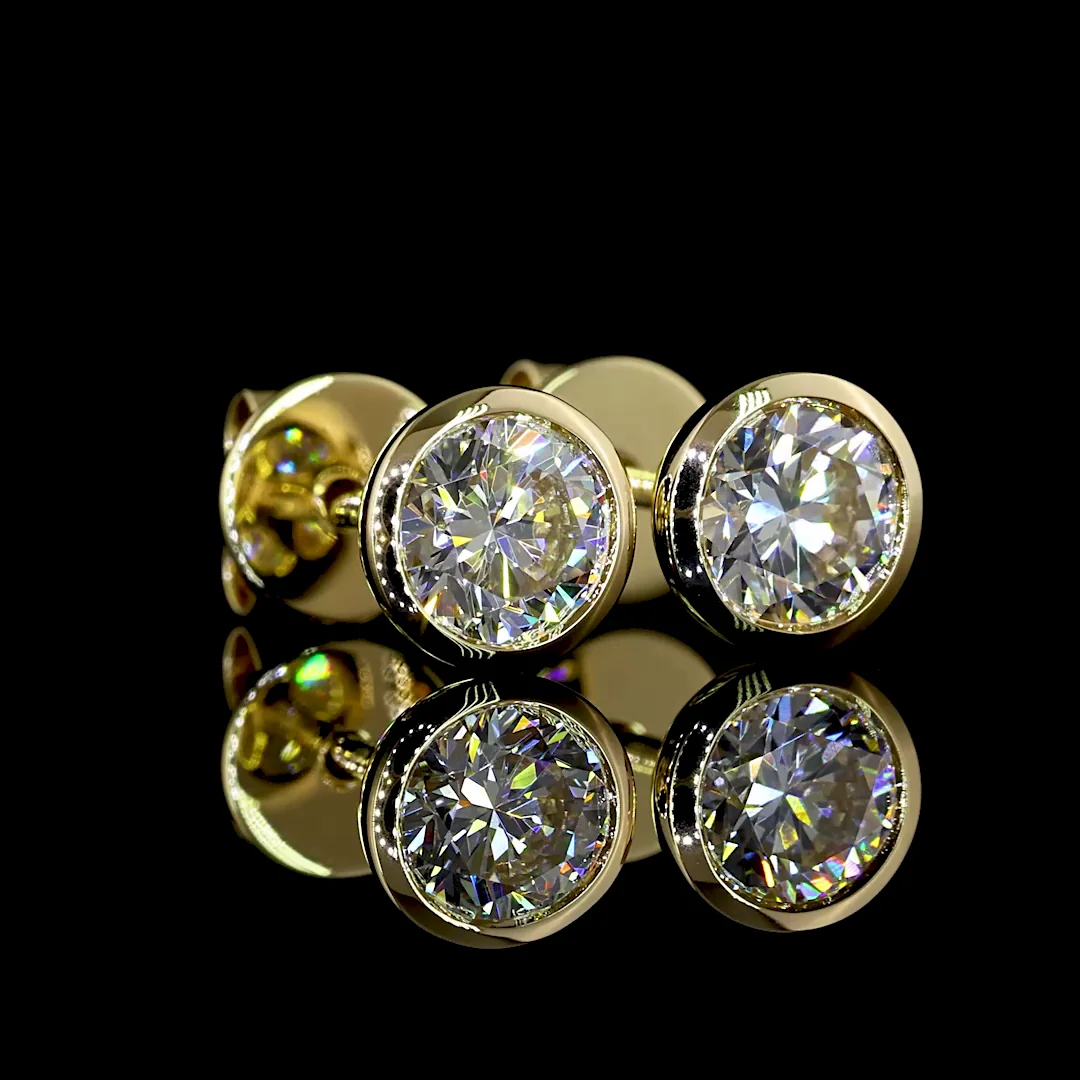 1.02 Cts 14k Yellow Gold Round Shape Studs Earring - Image 2