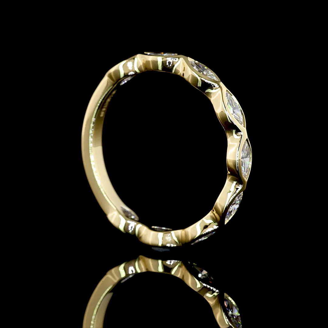 0.69 Cts 14k Yellow Gold Marquise Shape 3/4 Band Eternity Band - Image 2