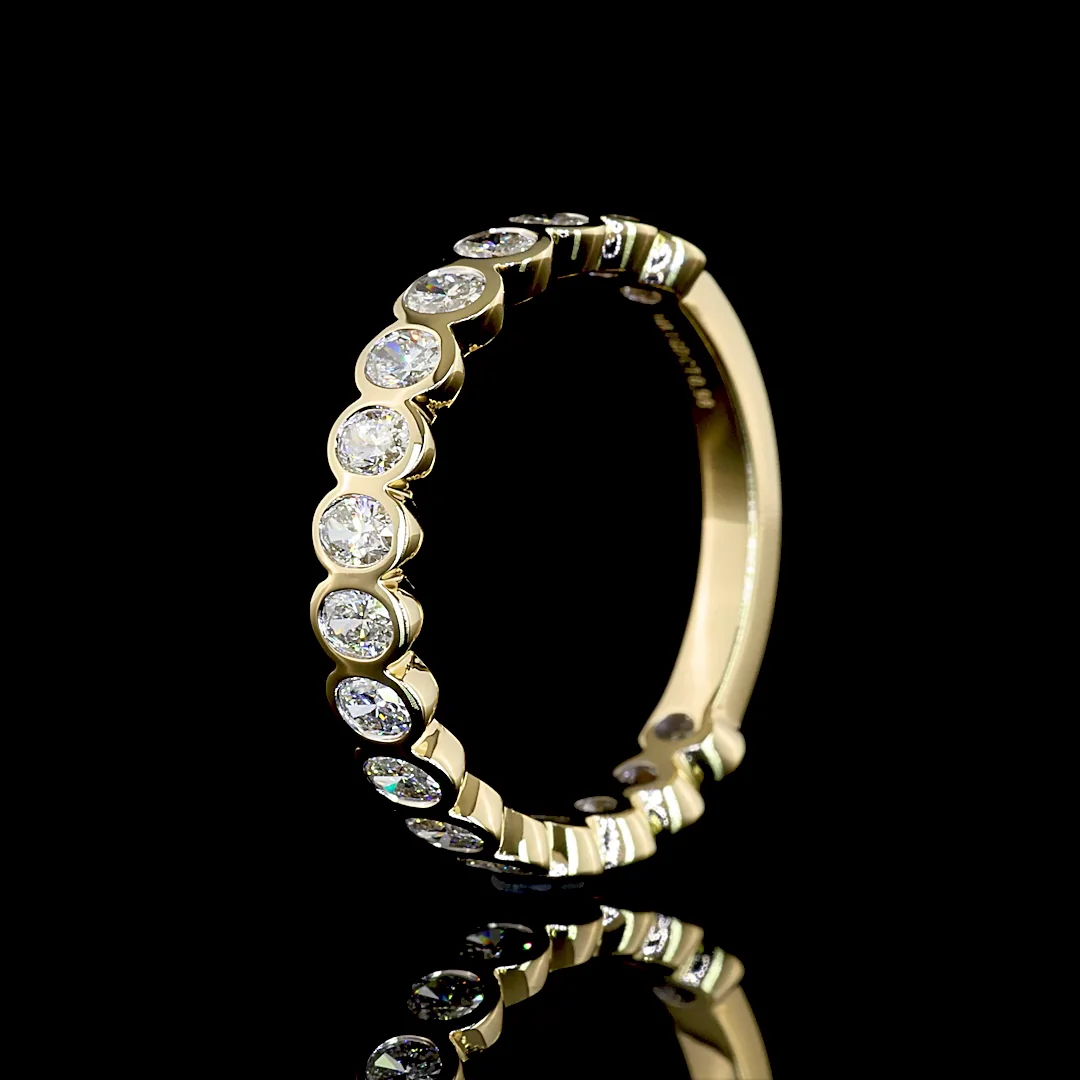 0.98 Cts 14k Yellow Gold Oval Shape 3/4 Band Eternity Band - Image 4