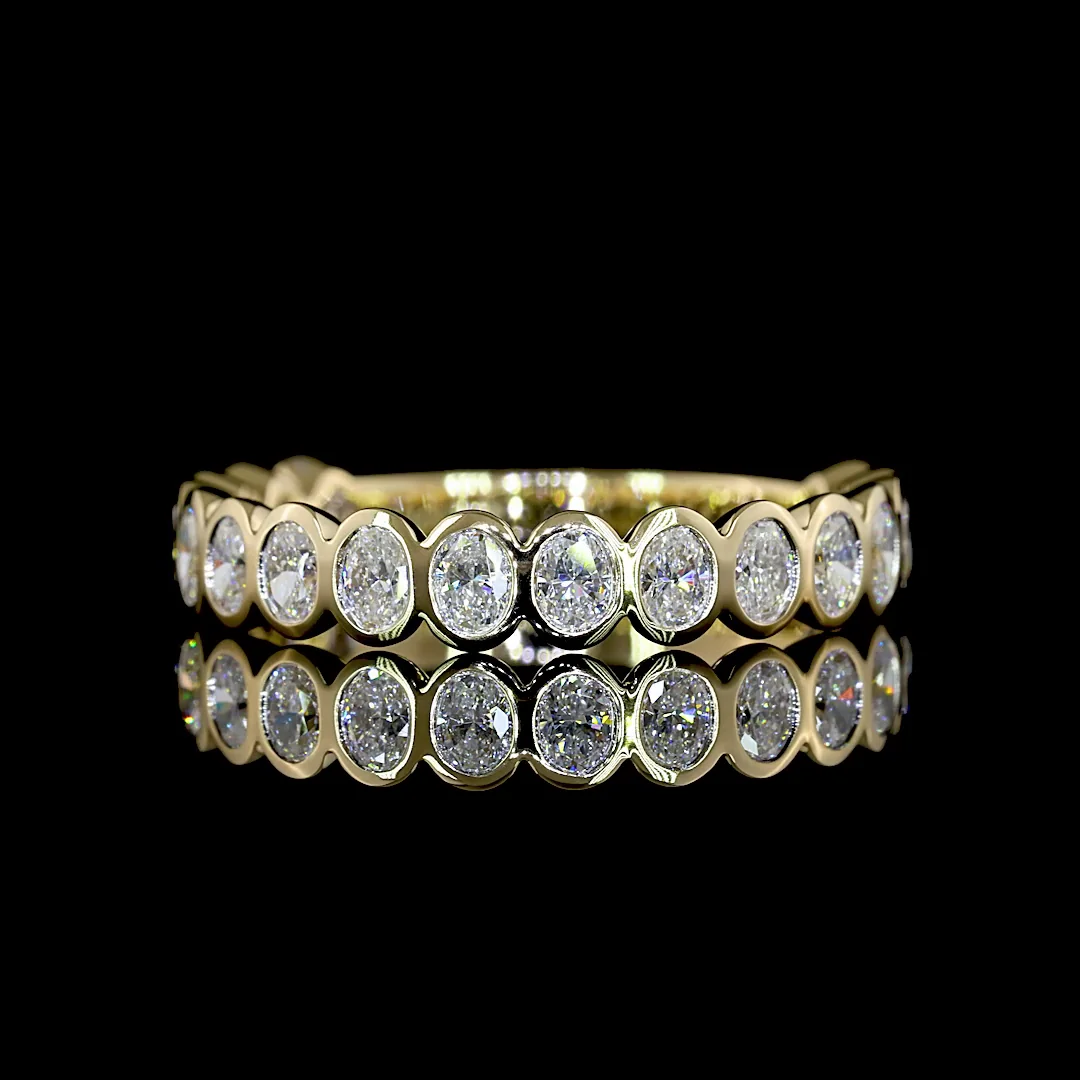 0.98 Cts 14k Yellow Gold Oval Shape 3/4 Band Eternity Band - Video