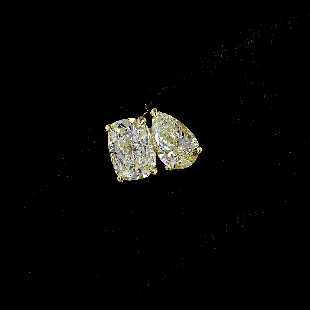 2.07 Cts 14k Yellow Gold Mix Shape Studs Earring - Image 3