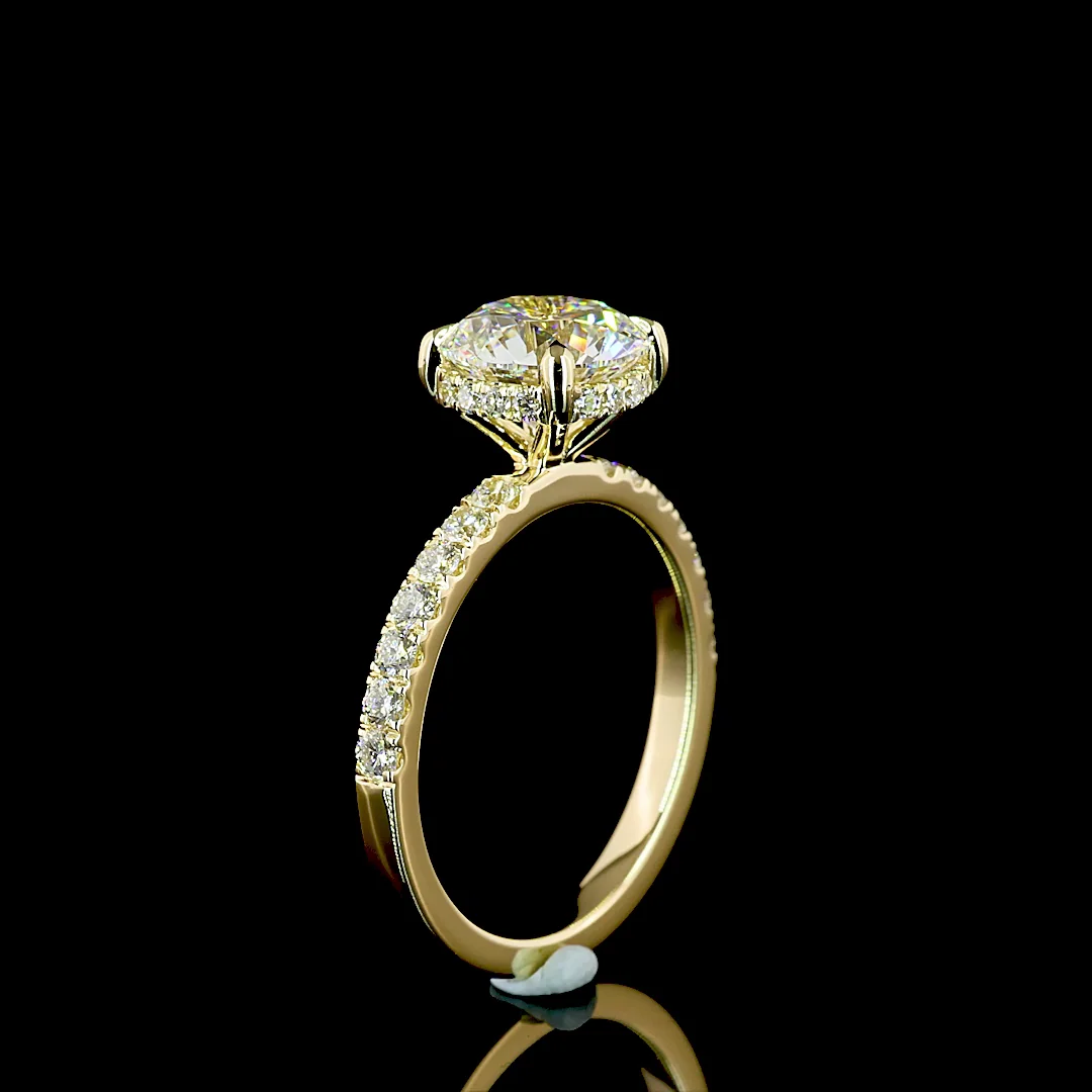 2.49 Cts 14k Yellow Gold Round Shape Hidden Halo Ring - Image 4
