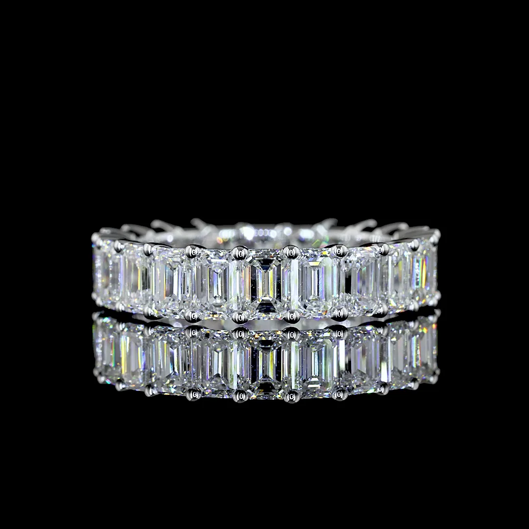5.09 Cts 14k White Gold Emerald Shape Eternity Band Eternity Band - Video