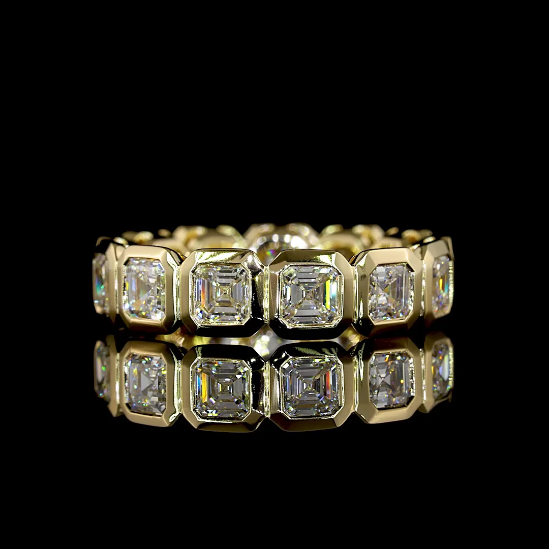 4.01 Cts 14k Yellow Gold Asscher Shape Eternity Band Eternity Band - Video