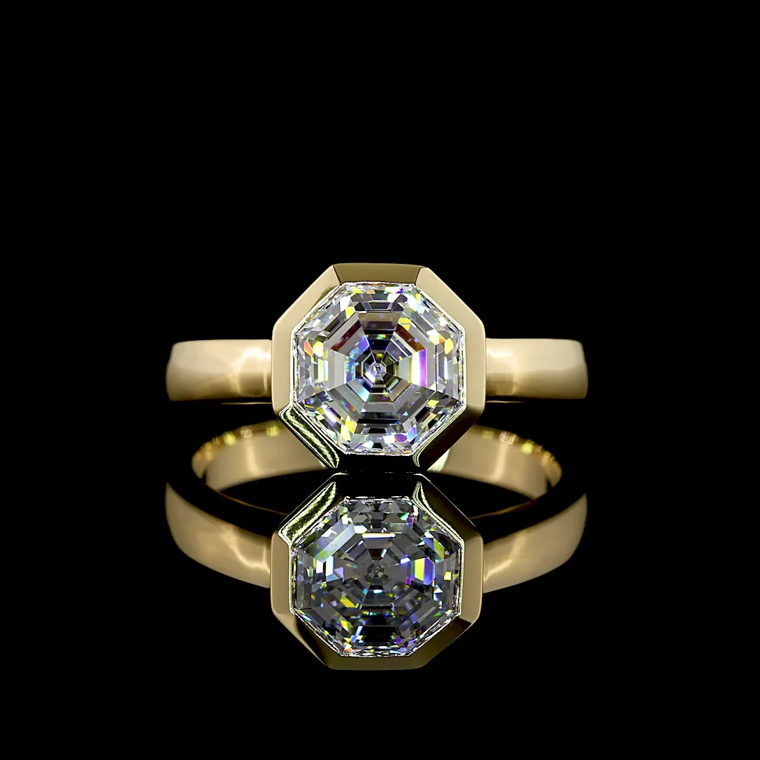 2.19 Cts 14k Yellow Gold Octagon Shape Solitaire Ring - Video