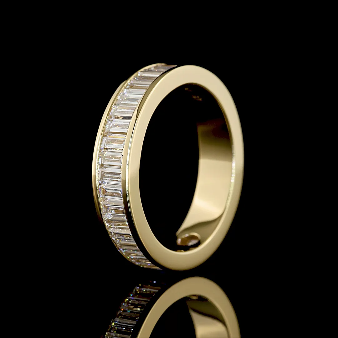 1.58 Cts 14k Yellow Gold Baguette Shape 3/4 Band Eternity Band - Image 4