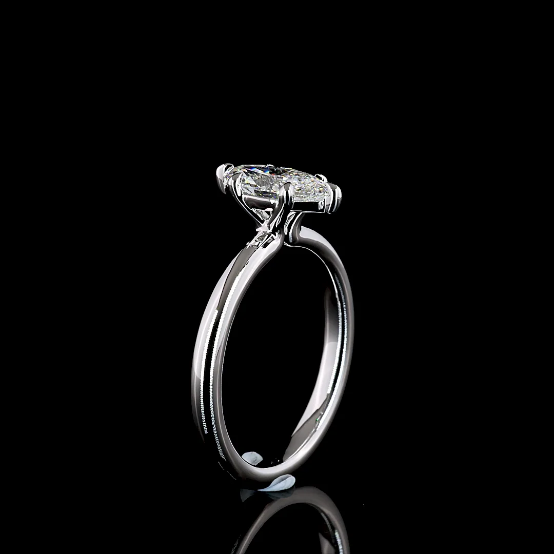 1.04 Cts 14k White Gold Marquise Shape Solitaire Ring - Image 4
