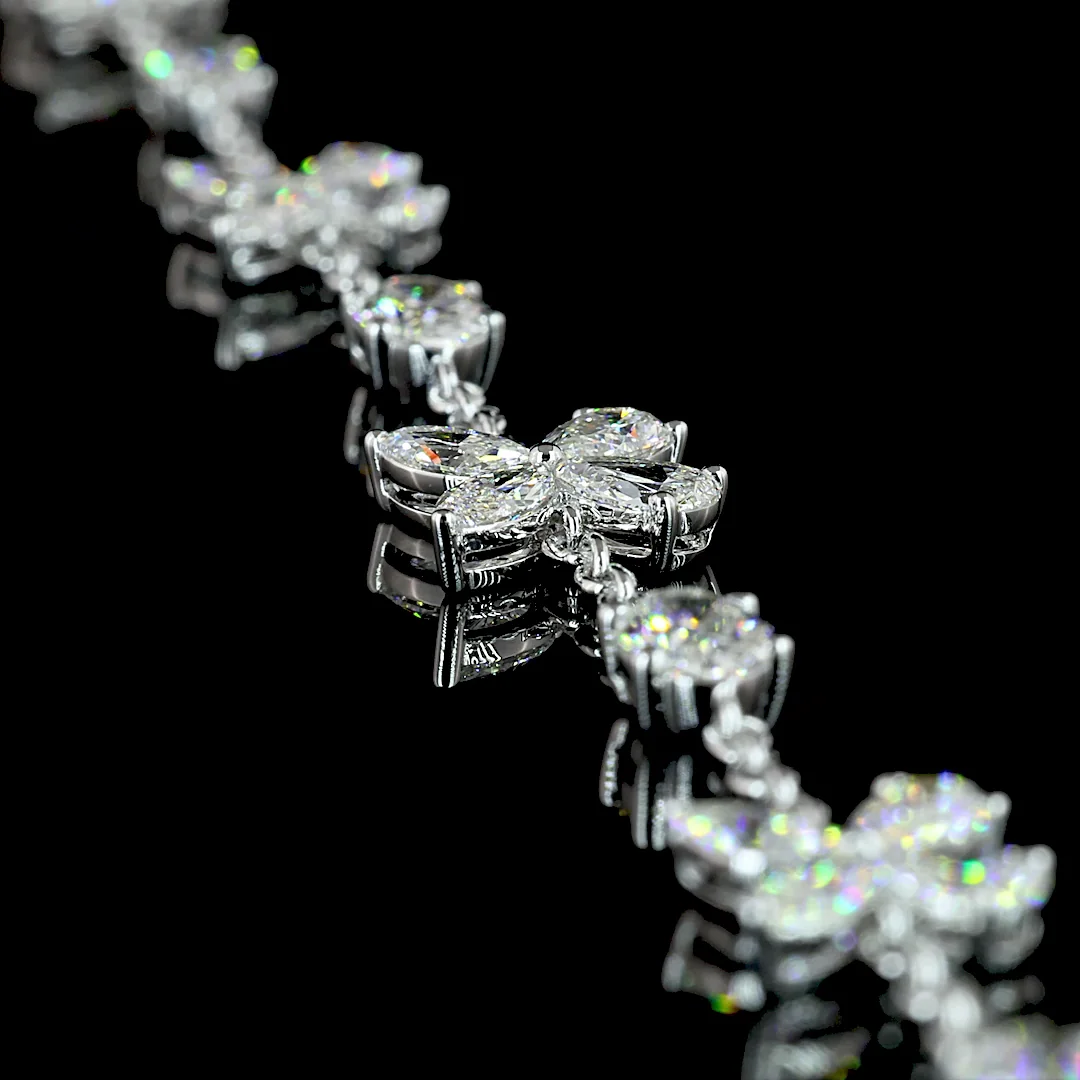 5.1 Cts 14k White Gold Mix Shape Station Necklace - Image 2