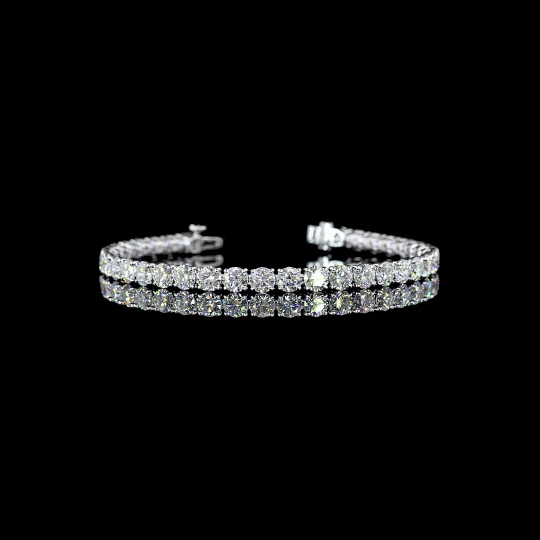 10.98 Cts 14k White Gold Round Shape Tennis Bracelet - Video