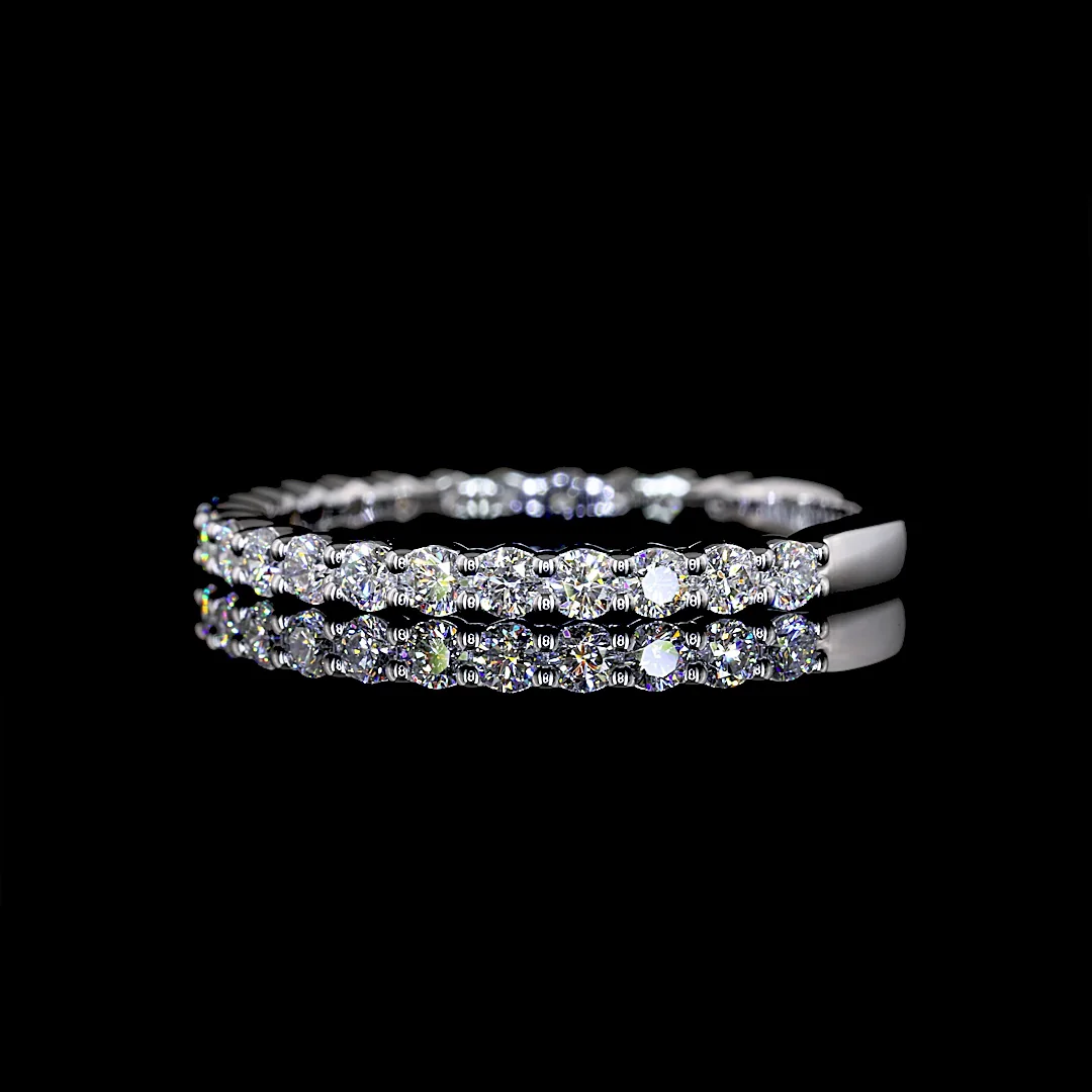 0.57 Cts 14k White Gold Round Shape 3/4 Band Eternity Band - Image 3