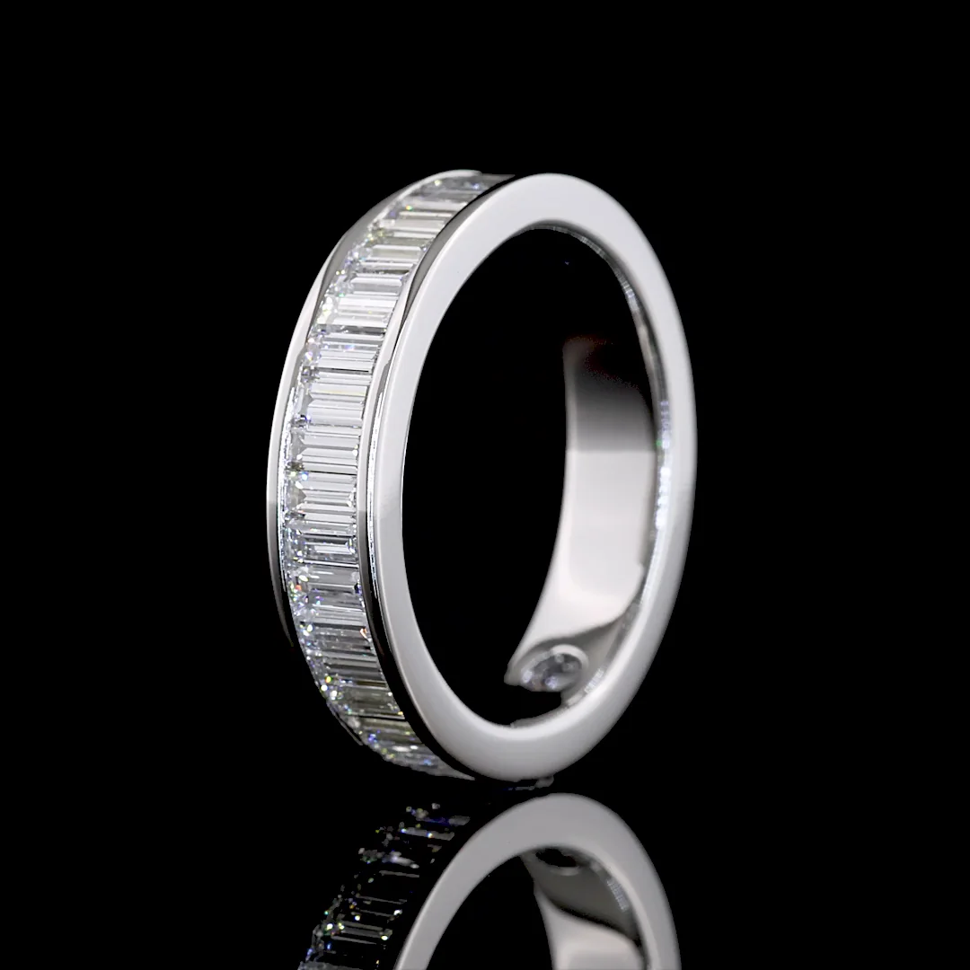 1.57 Cts 14k White Gold Baguette Shape 3/4 Band Eternity Band - Image 4