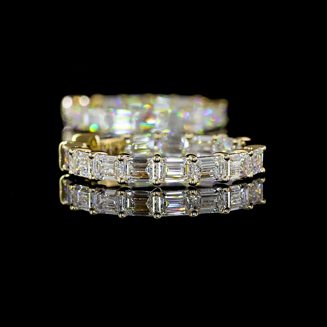 5.63 Cts 14k White Gold Emerald Shape Hoops Earring - Image 2