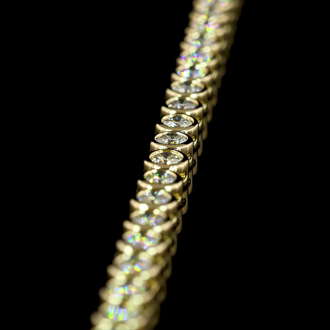 6.09 Cts 14k Yellow Gold Round Shape Tennis Necklace - Image 2