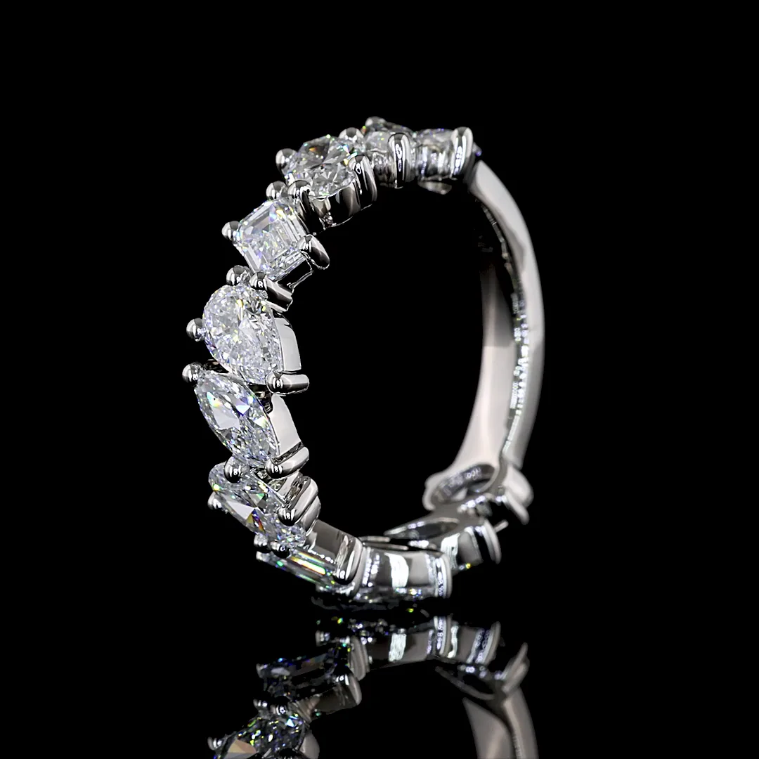 2.08 Cts Platinum Mix Shape 3/4 Band Eternity Band - Image 4