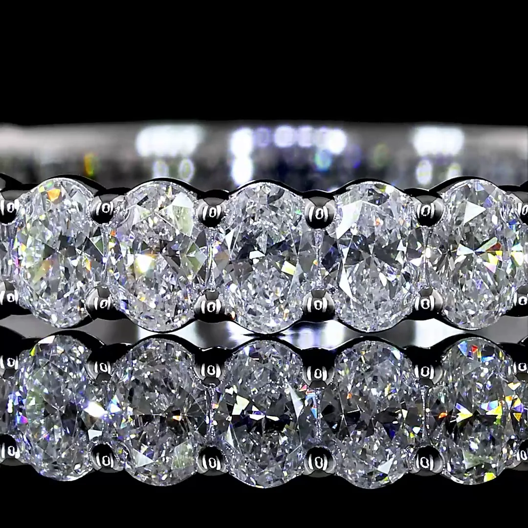 1.17 Cts 14k White Gold Oval Shape 3/4 Band Eternity Band - Image 3