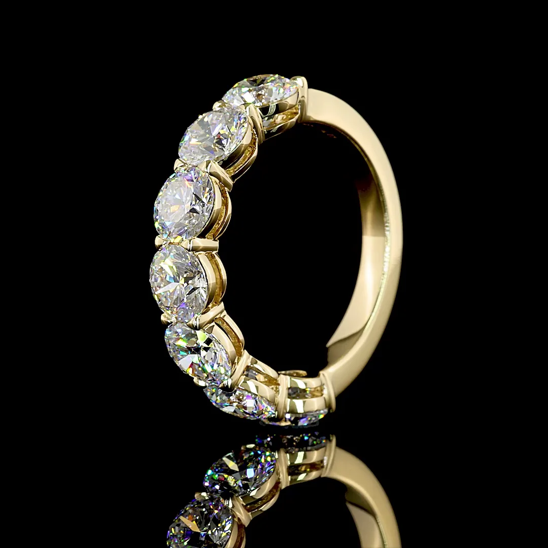 4.02 Cts 14k Yellow Gold Round Shape 7 Stones Eternity Band - Image 4