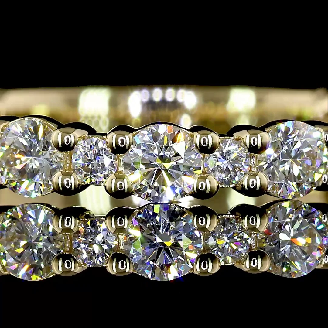 0.74 Cts 14k Yellow Gold Round Shape 3/4 Band Eternity Band - Image 3