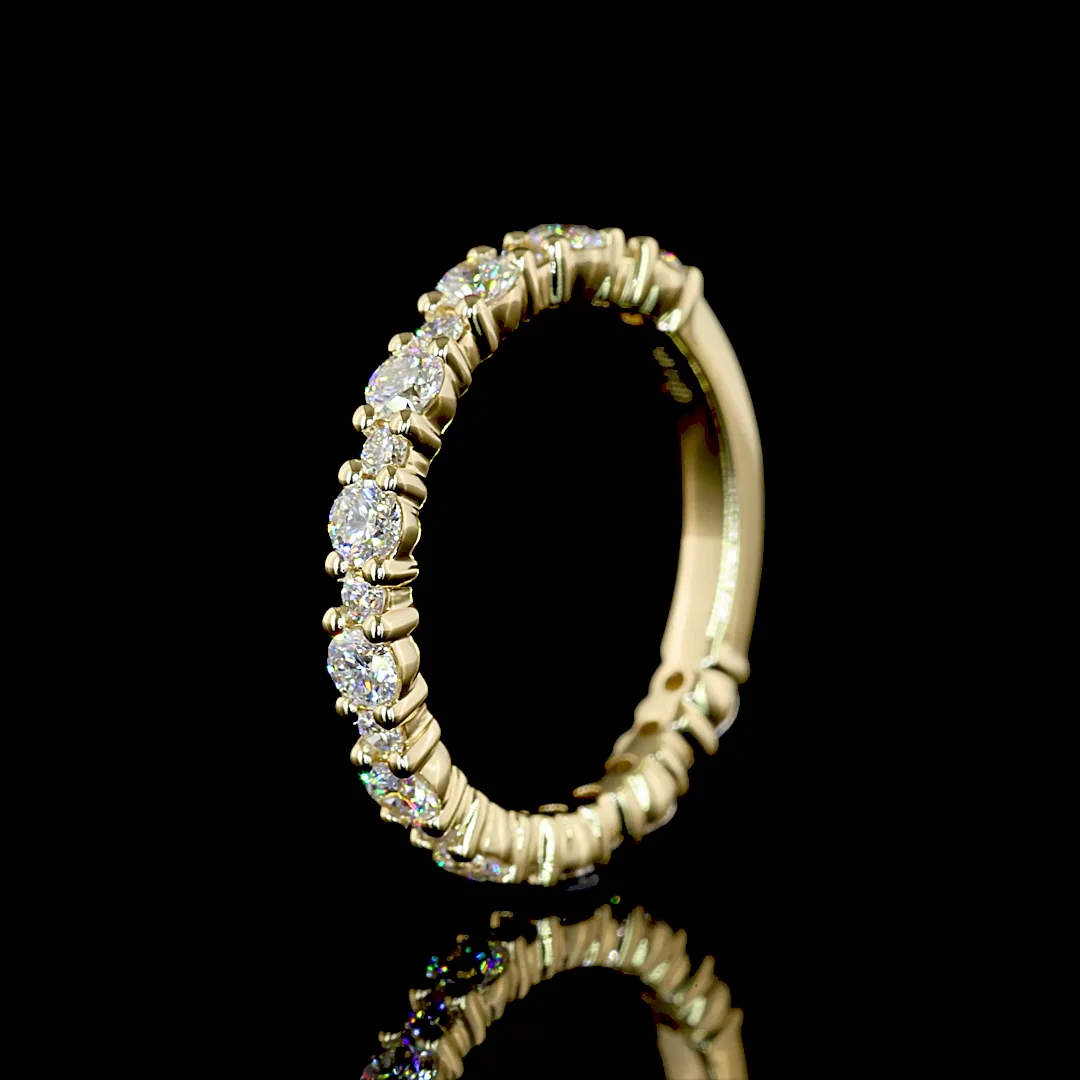 0.74 Cts 14k Yellow Gold Round Shape 3/4 Band Eternity Band - Image 4