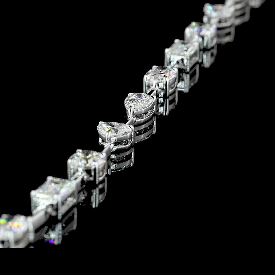 18.91 Cts 14k White Gold Mix Shape Lariat Necklace - Image 4