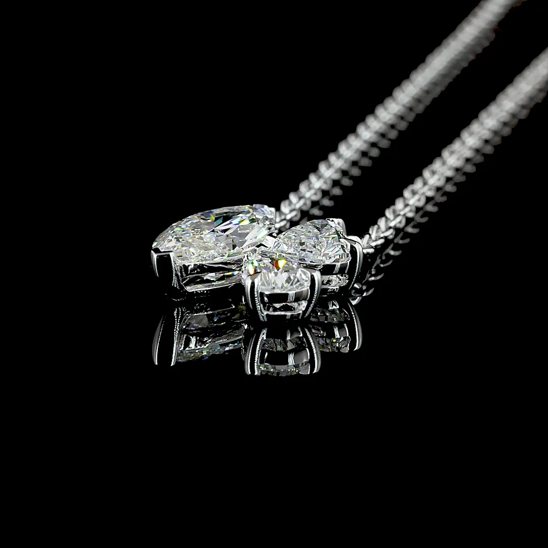 2.56 Cts 14k White Gold Mix Shape Pendant Pendant - Image 4