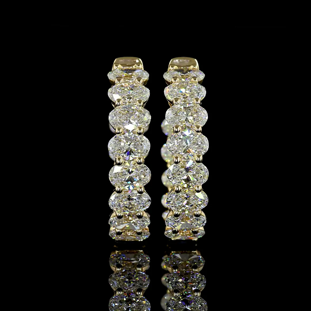 5.77 Cts 14k Yellow Gold Oval Shape Huggies Earring - Video