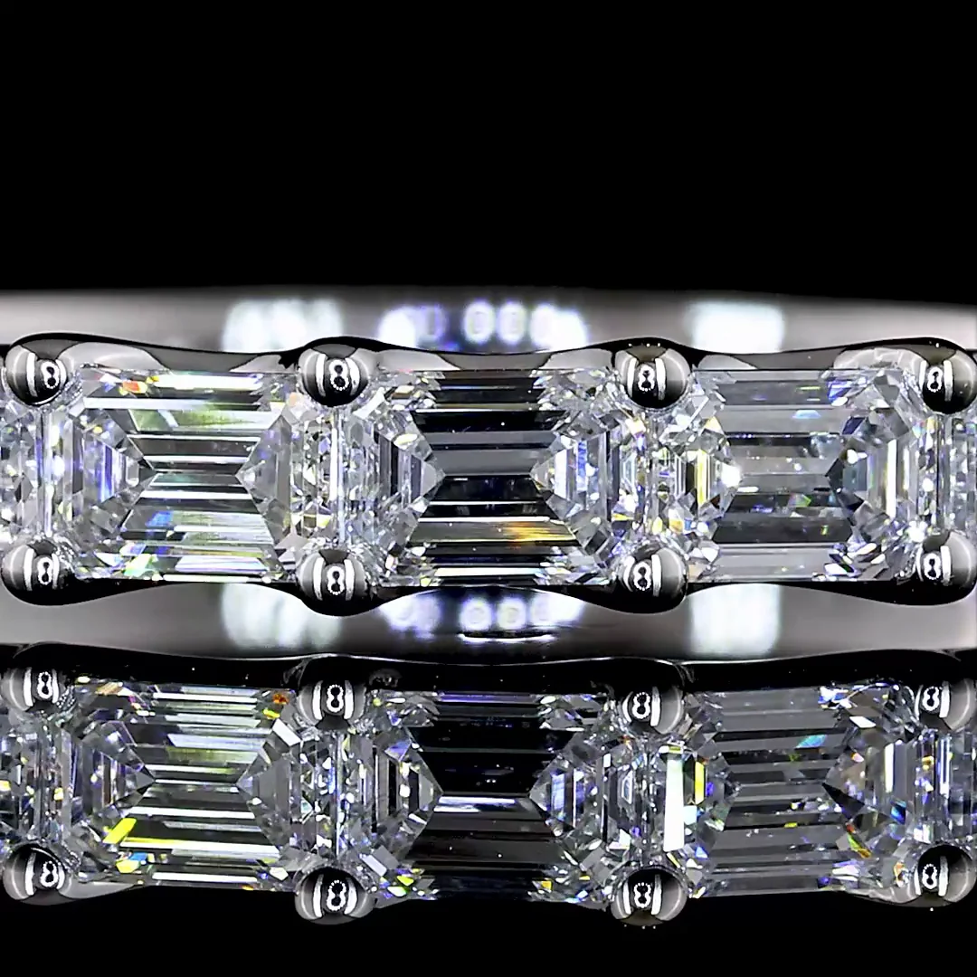 1.16 Cts 14k White Gold Emerald Shape Half Eternity Eternity Band - Image 3