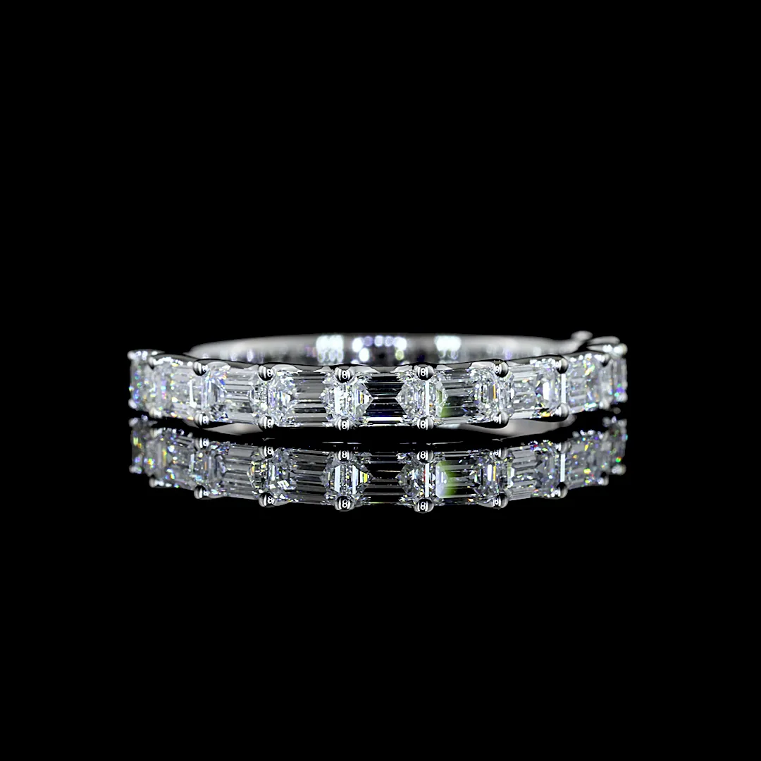 1.16 Cts 14k White Gold Emerald Shape Half Eternity Eternity Band - Video