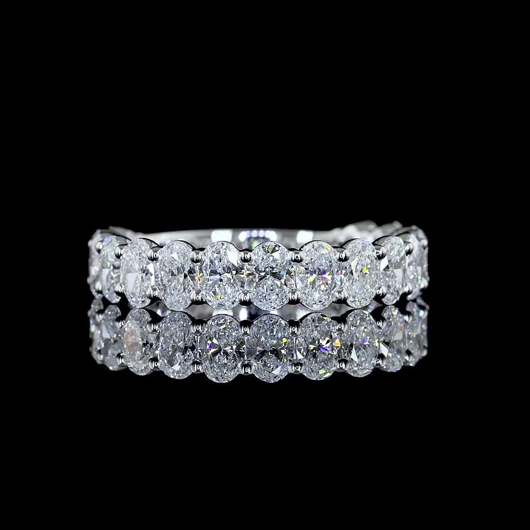 2.05 Cts 14k White Gold Oval Shape 3/4 Band Eternity Band - Video
