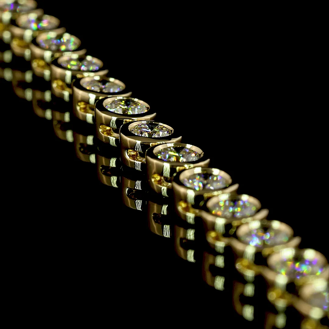 10.06 Cts 14k Yellow Gold Round Shape Tennis Necklace - Image 2