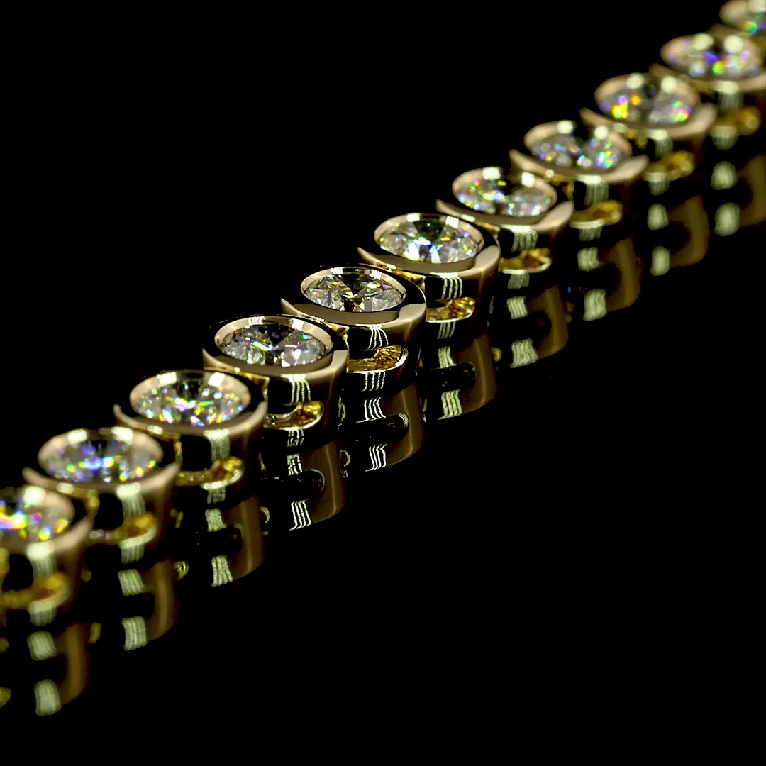 10.06 Cts 14k Yellow Gold Round Shape Tennis Necklace - Image 4