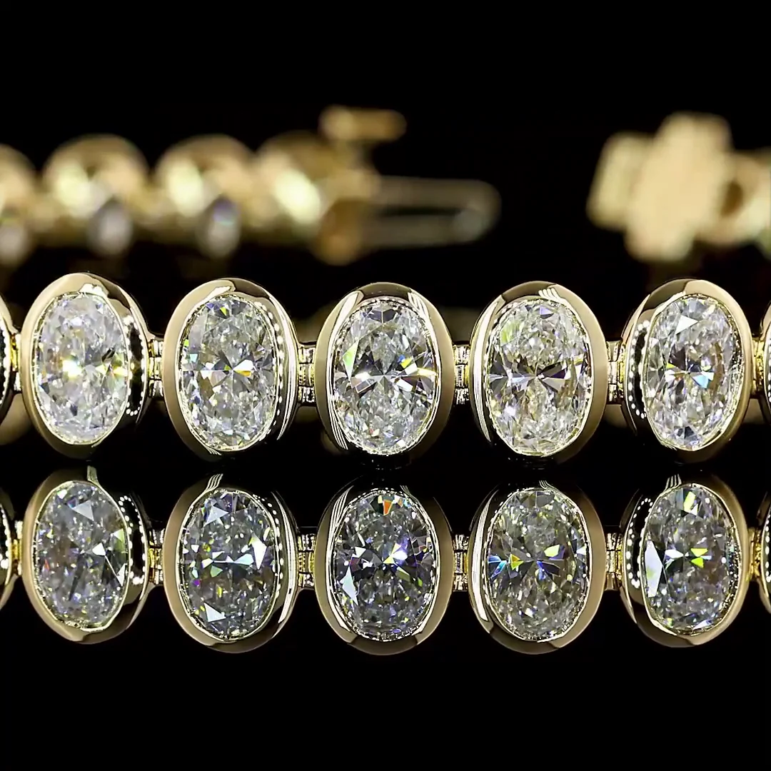 10.91 Cts 14k Yellow Gold Oval Shape Tennis Bracelet - Image 2