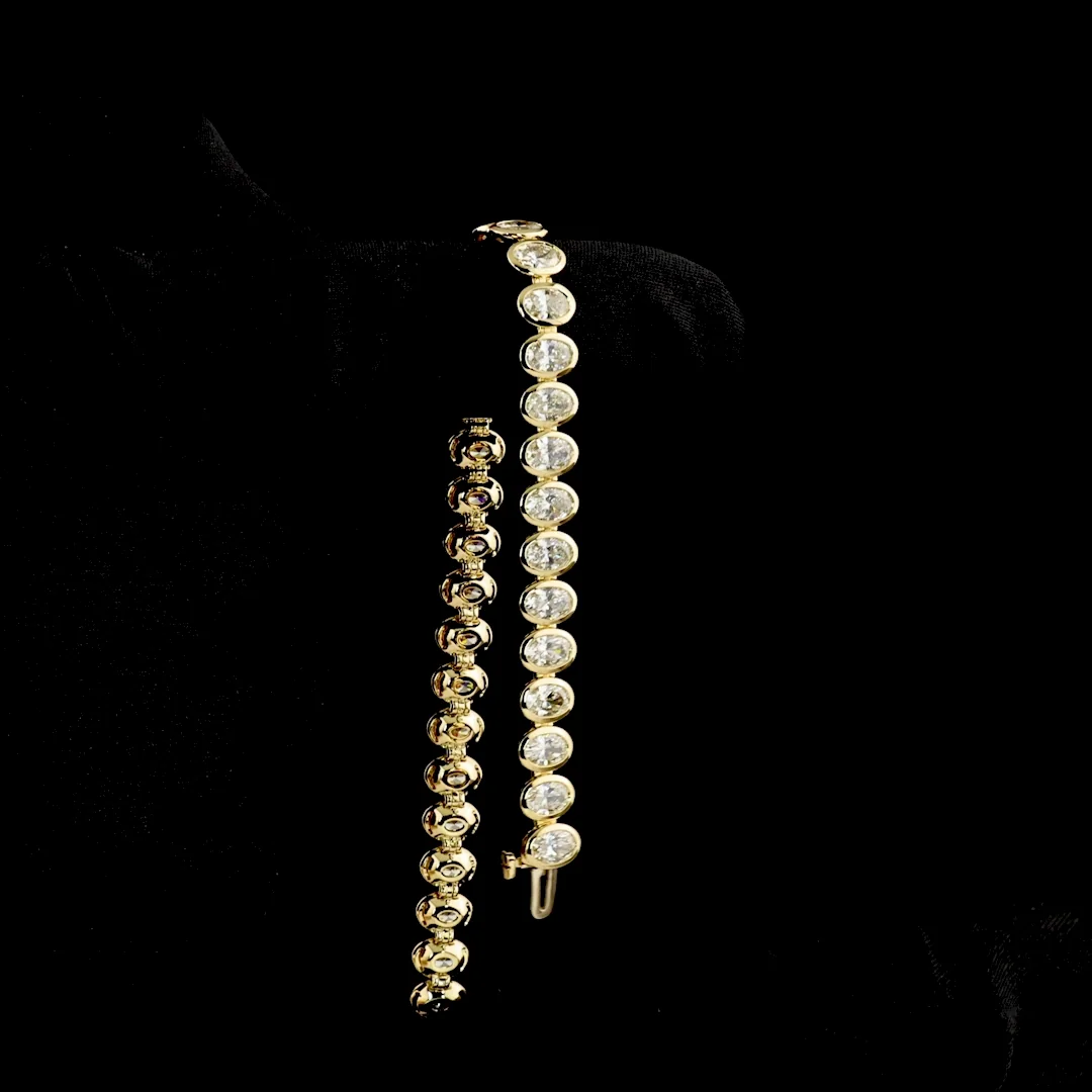 10.91 Cts 14k Yellow Gold Oval Shape Tennis Bracelet - Image 3