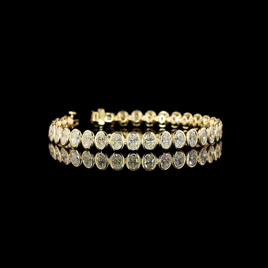 10.91 Cts 14k Yellow Gold Oval Shape Tennis Bracelet - Video