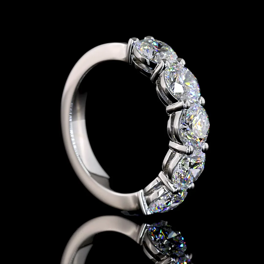 3 Cts Platinum Round Shape 5 Stones Eternity Band - Image 2