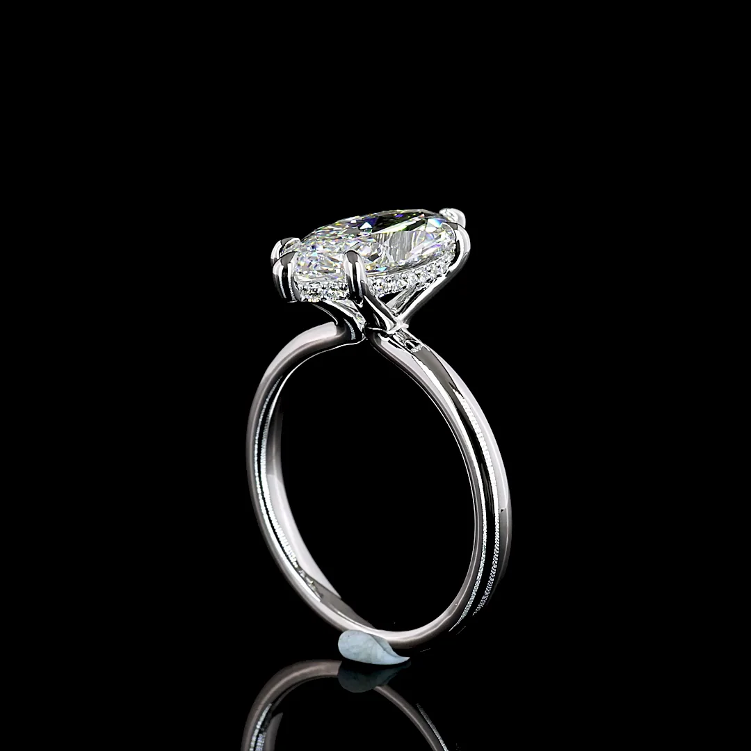 3.15 Cts 14k White Gold Marquise Shape Hidden Halo Ring - Image 2