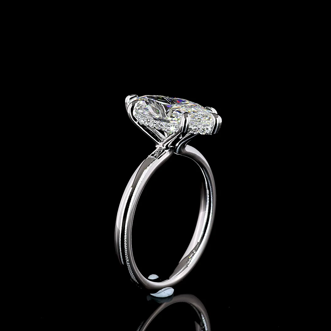 3.15 Cts 14k White Gold Marquise Shape Hidden Halo Ring - Image 4