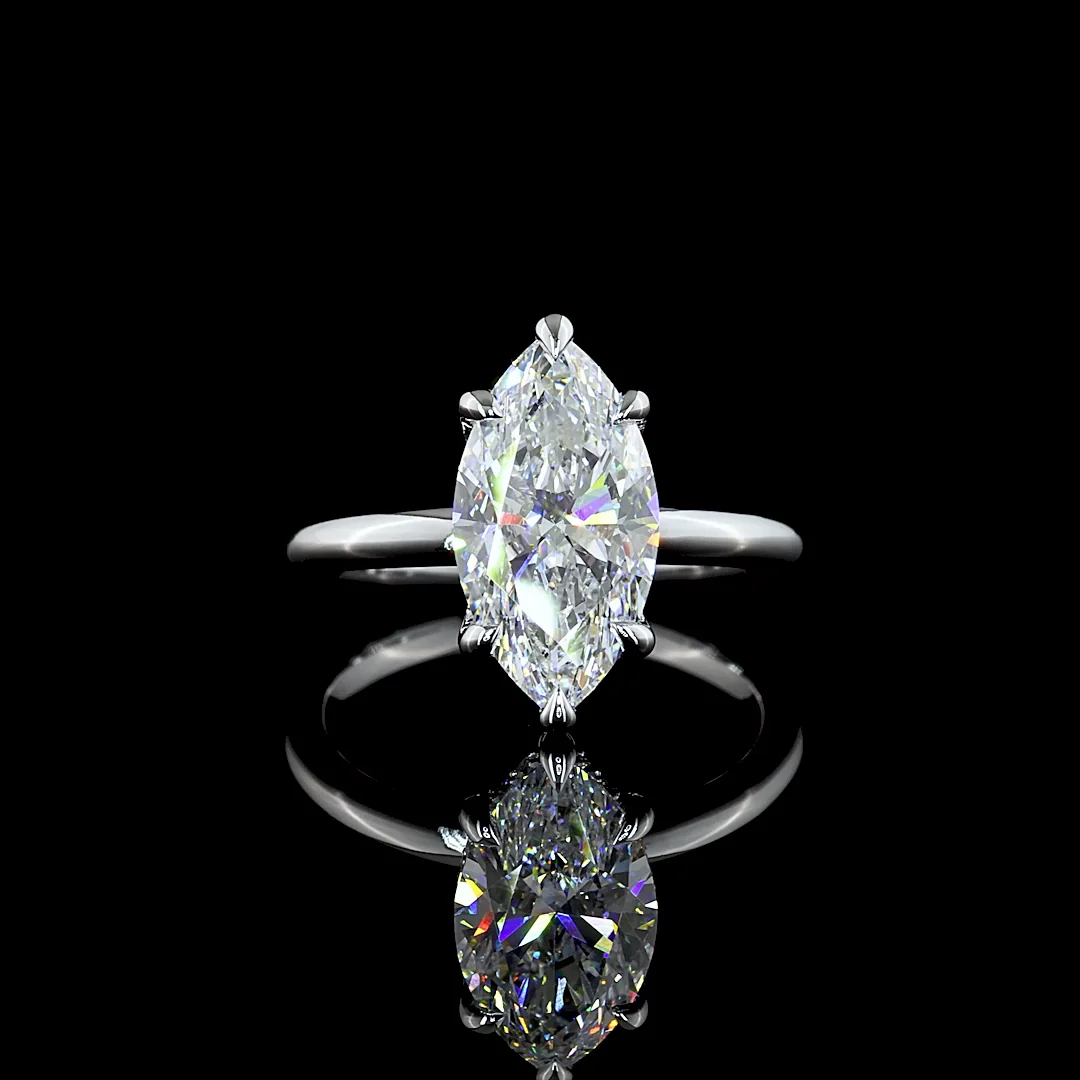 3.15 Cts 14k White Gold Marquise Shape Hidden Halo Ring - Video