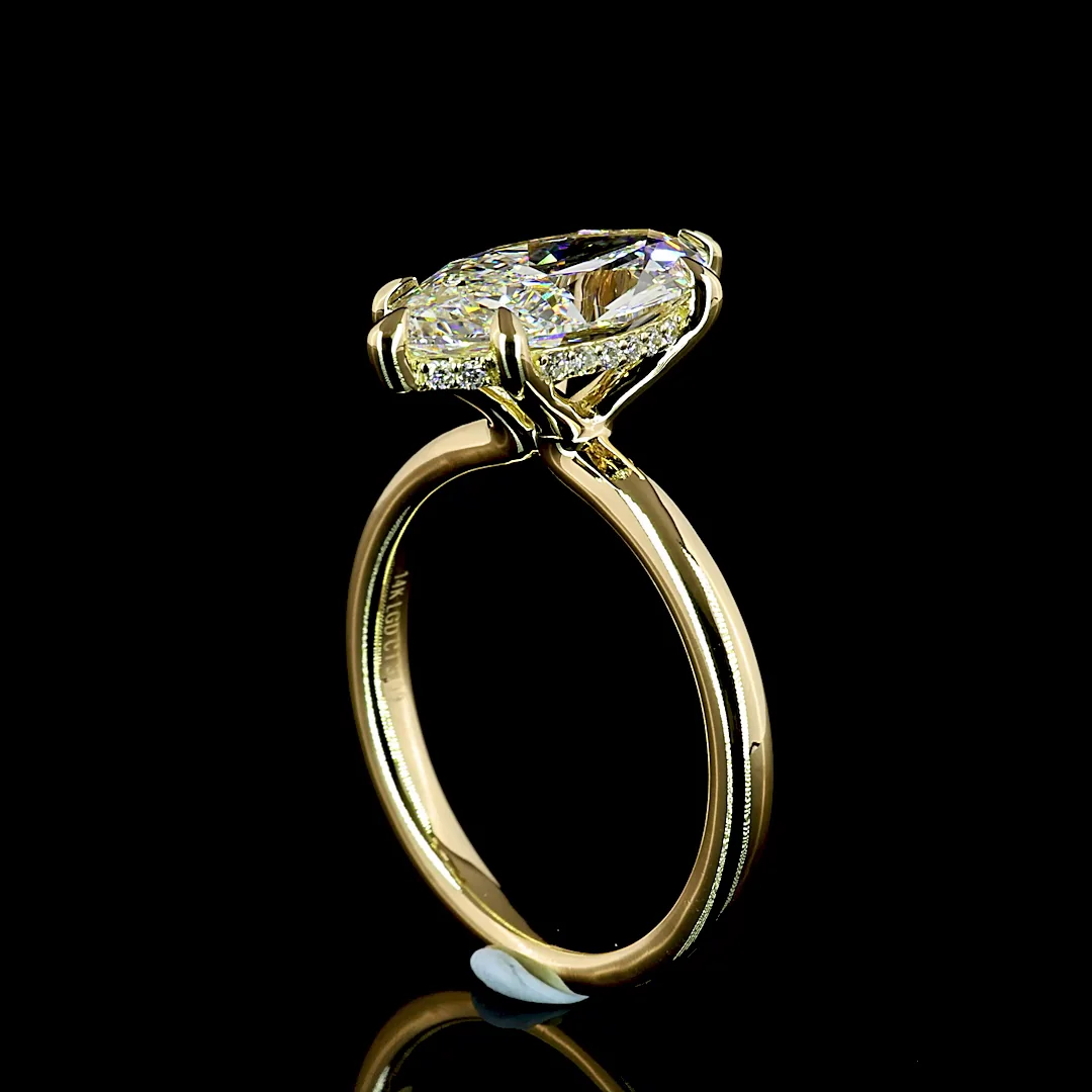 3.09 Cts 14k Yellow Gold Marquise Shape Hidden Halo Ring - Image 2