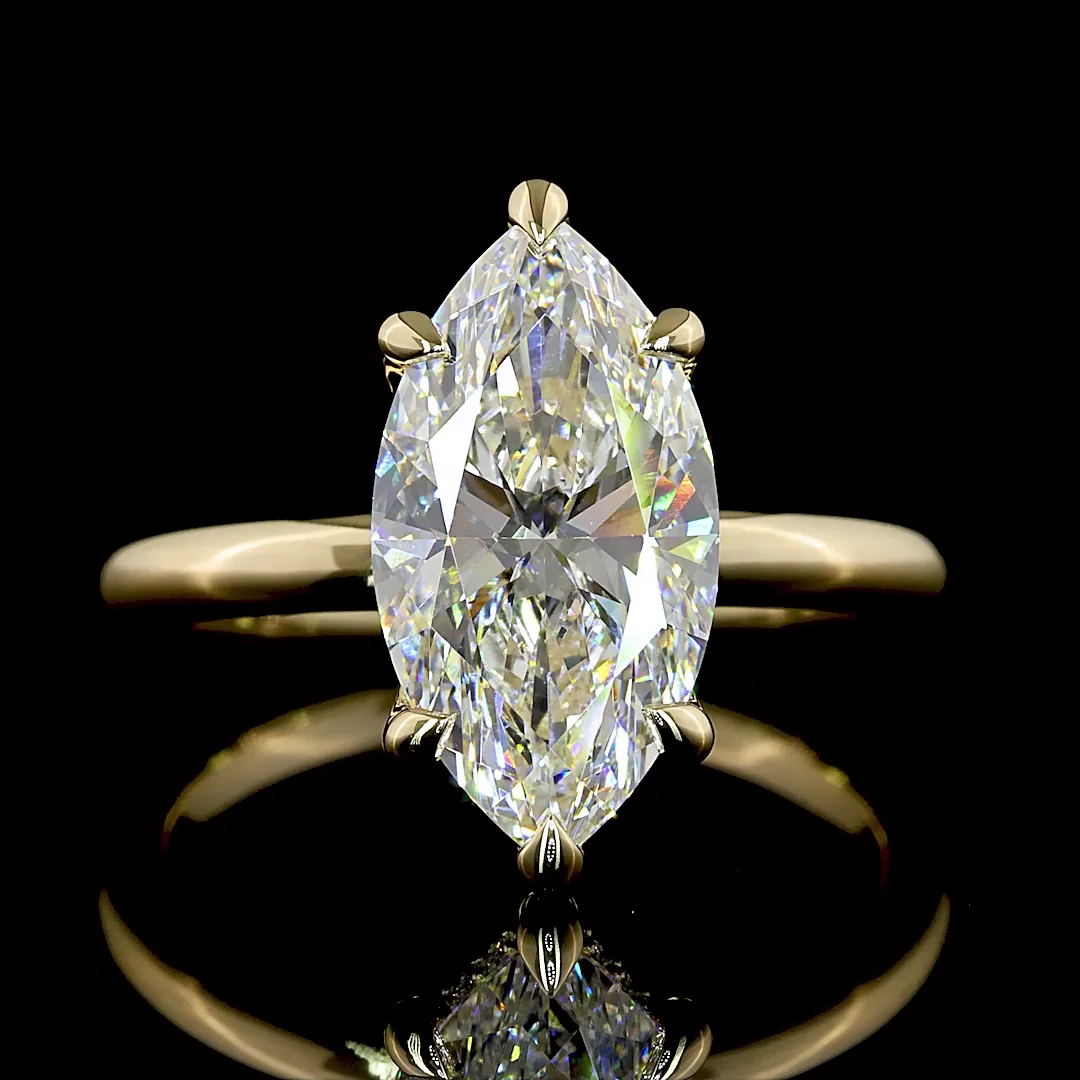 3.09 Cts 14k Yellow Gold Marquise Shape Hidden Halo Ring - Image 3