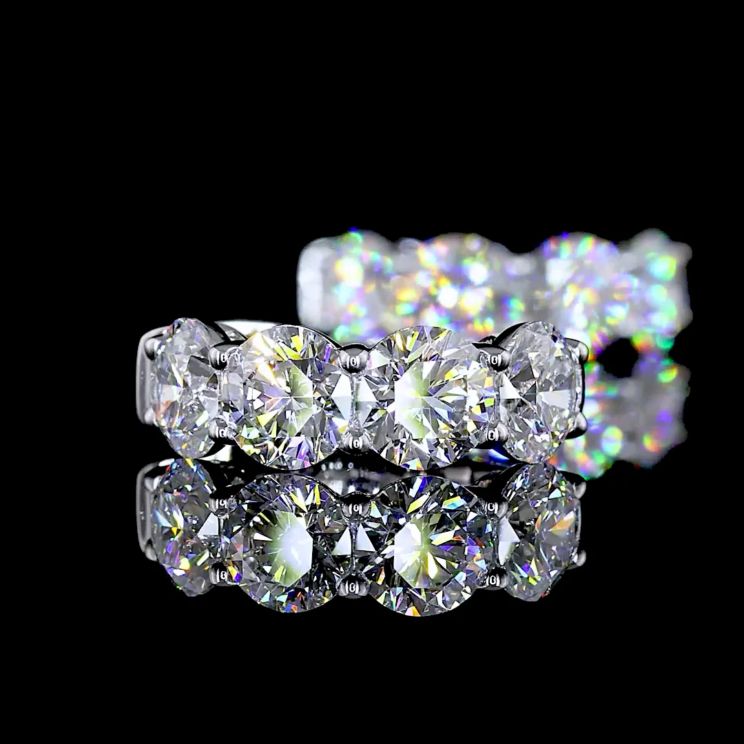 3.39 Cts 14k White Gold Round Shape Huggies Earring - Image 2