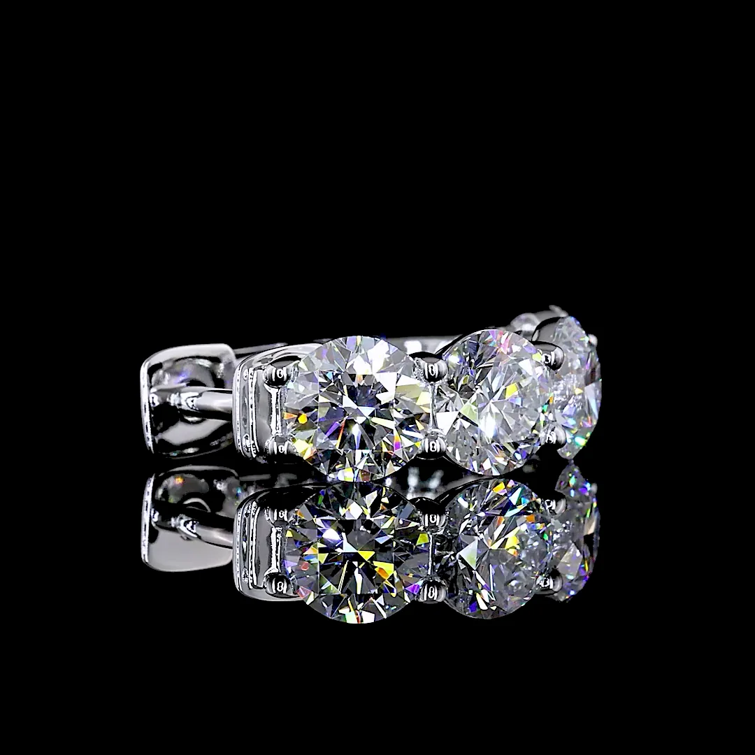 3.39 Cts 14k White Gold Round Shape Huggies Earring - Image 4