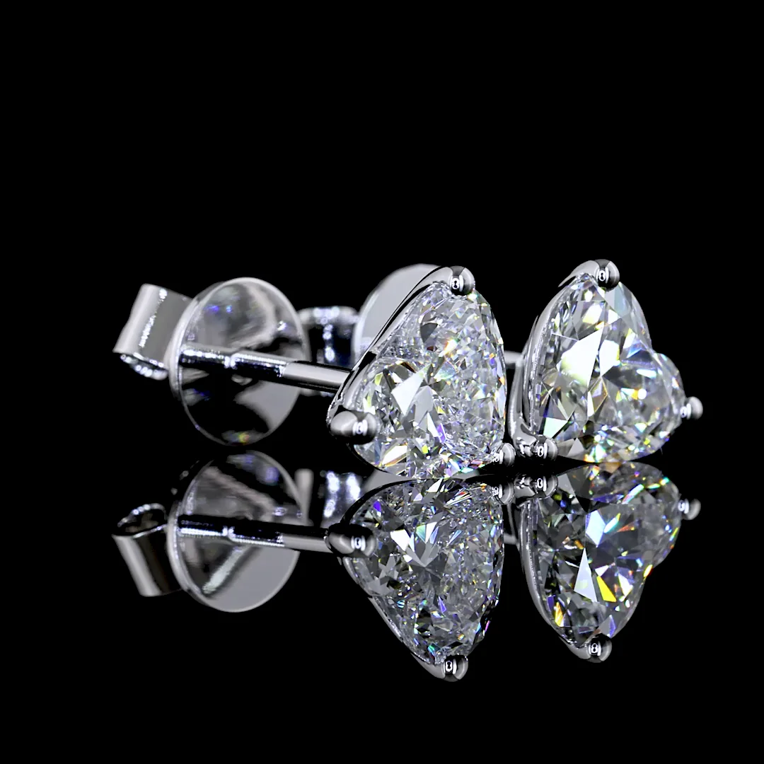 1.5 Cts 14k White Gold Heart Shape Studs Earring - Image 2