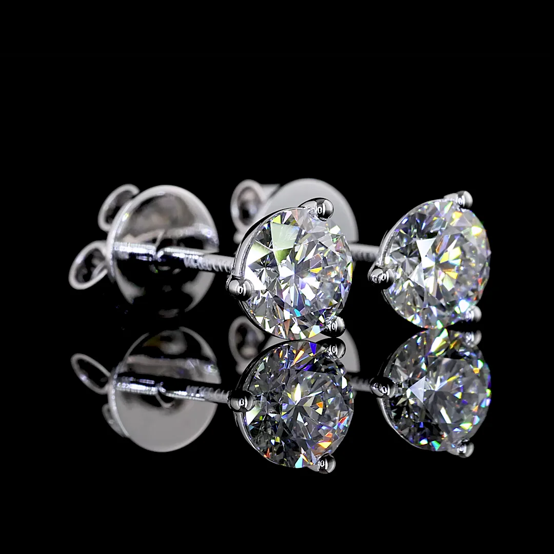 1.05 Cts 14k White Gold Round Shape Martini Earring - Image 2