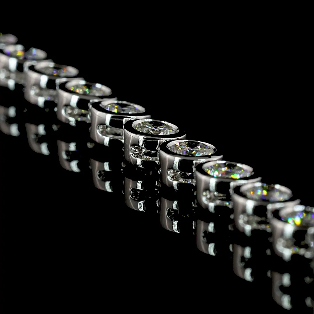 10.24 Cts 14k White Gold Round Shape Tennis Necklace - Image 4