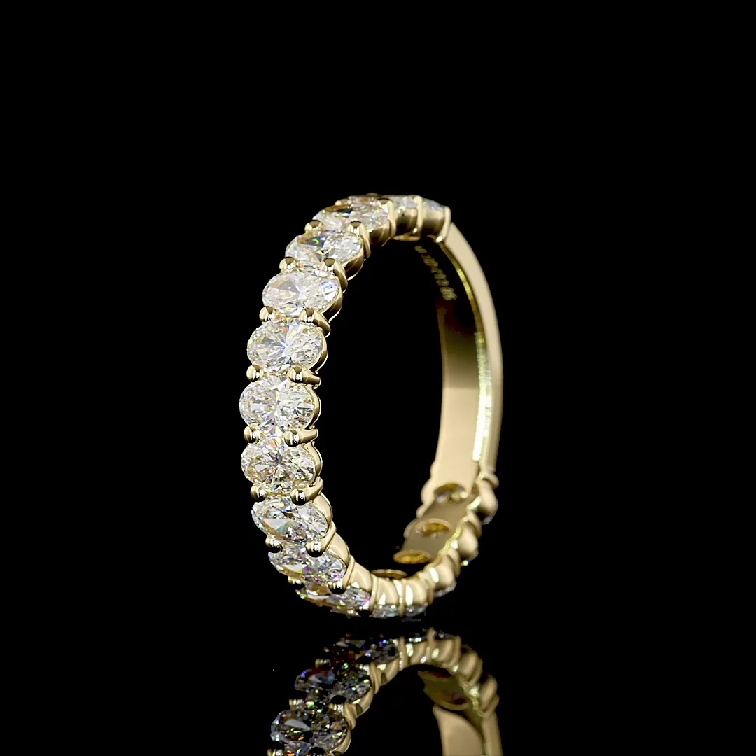 2.02 Cts 14k Yellow Gold Oval Shape 3/4 Band Eternity Band - Image 4