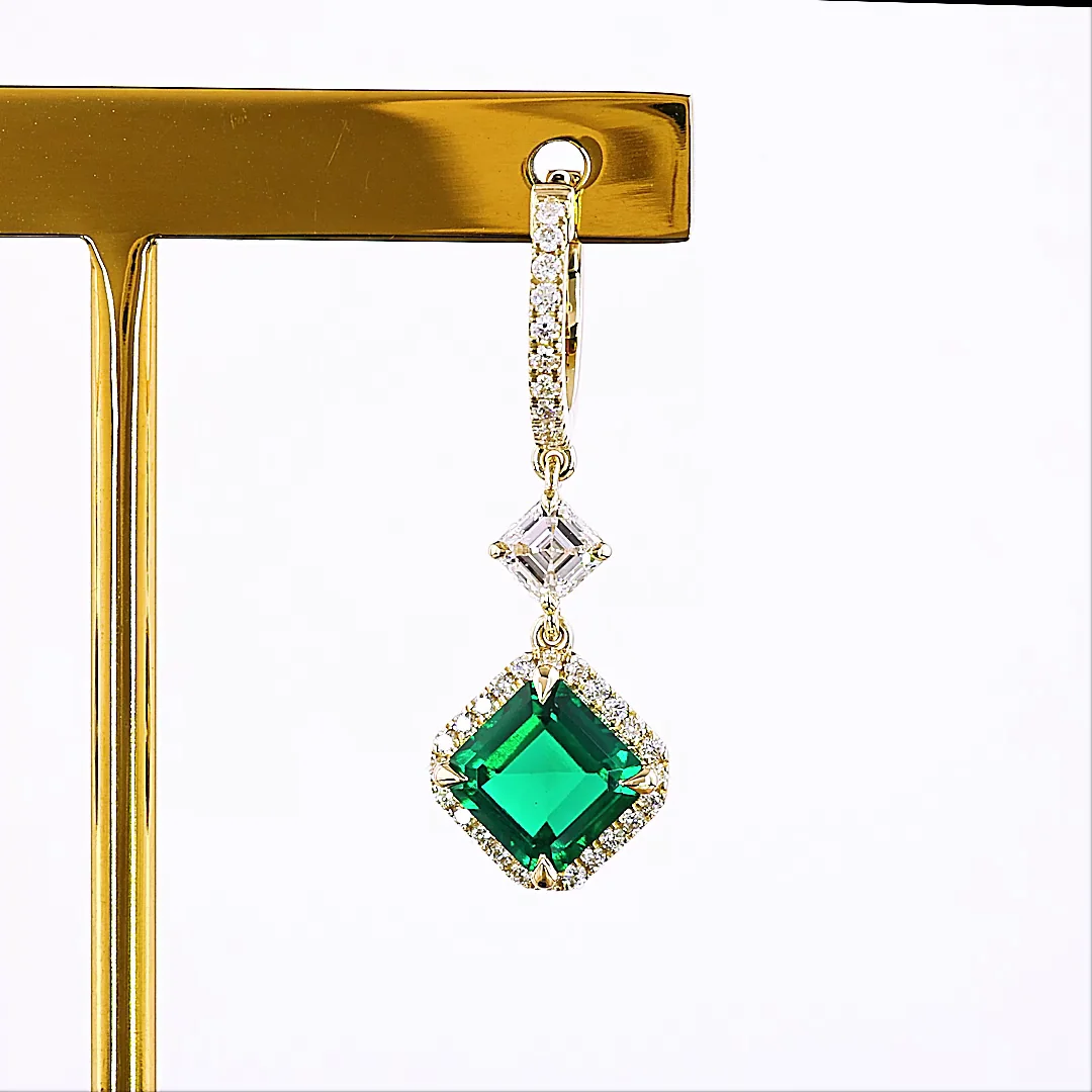1.04 Cts 14k Yellow Gold Mix Shape Hanging Earring - Image 3