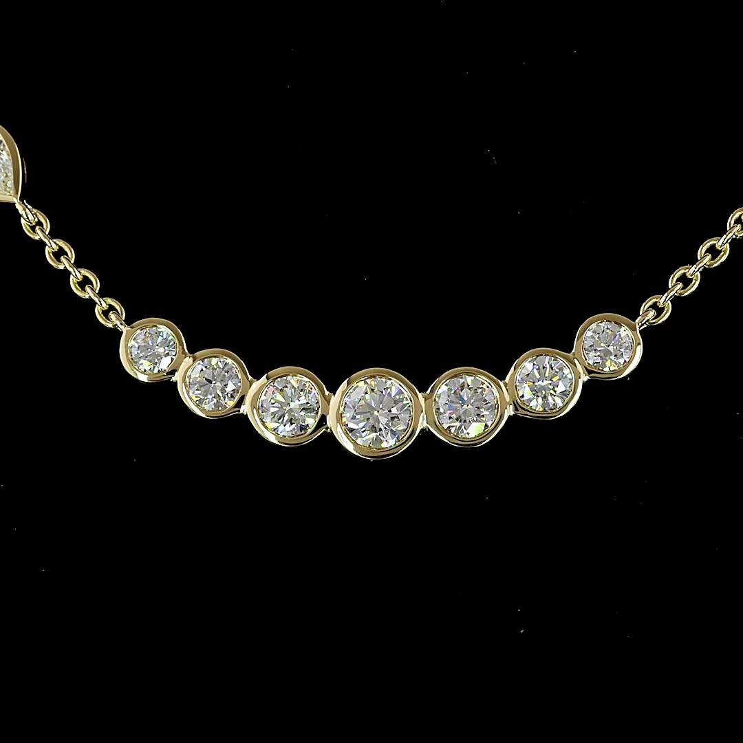 3.2 Cts 14k Yellow Gold Round Shape Station Necklace - Image 3