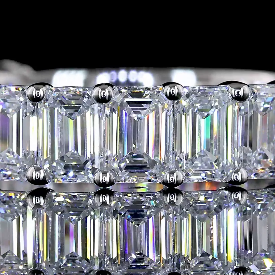 2.62 Cts 14k White Gold Emerald Shape 3/4 Band Eternity Band - Image 3