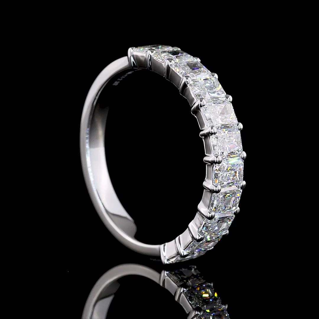 2.32 Cts 18k White Gold Radiant Shape Half Eternity Eternity Band - Image 2